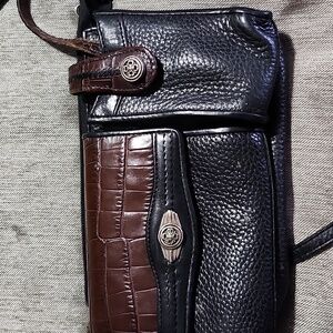 Romag Black and Brown Leather Crossbody Bag